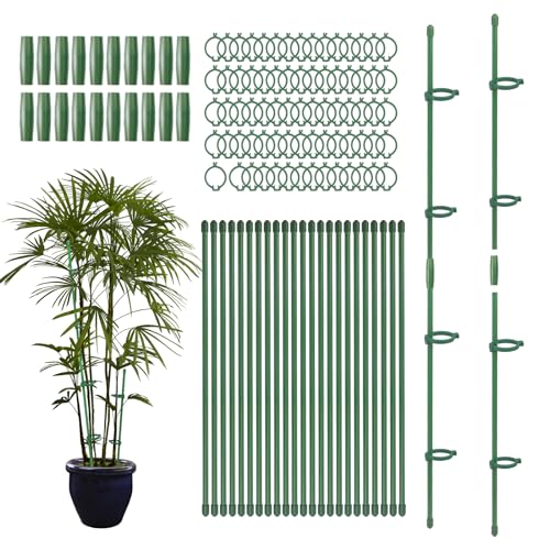 40 Pcs Plant Support Stakes Height Adjustable(12 Inch) | Garden Single Stem Plant Stake with 80 Pcs Plant Clips and 20 Pcs Connect Pipe for Orchid Rose Peony Peppers Amaryllis Tomato - size: 40Pcs