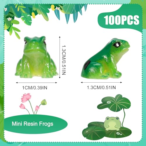 100 Pcs Mini Resin Frogs, Tiny Green Frogs Mini Frog Figurines