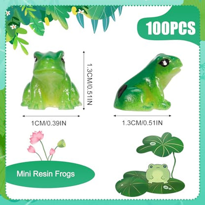 100 Pcs Mini Resin Frogs, Tiny Green Frogs Mini Frog Figurines