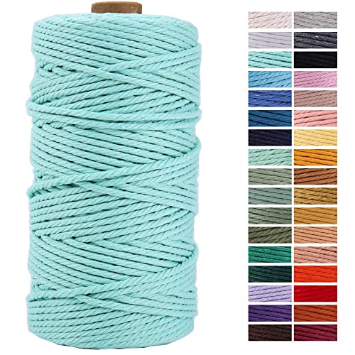 Light Blue Macrame Cord 3mm x 109 Yards, Colored Cotton Rope for Crafts, Wall Hanging, Plant Hangers - color: Light Blue, size: 3mm x 109yards