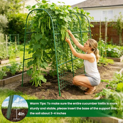 Cucumber Trellis for Raised Bed 48" L x 48" H U-Shape Garden Trellis for Climbing Plants Outdoor, Metal Arch Trellis for Vegetables, Plant Support for Tomato Pea Zucchini Grape Flowers - size: 120" Lx120" H