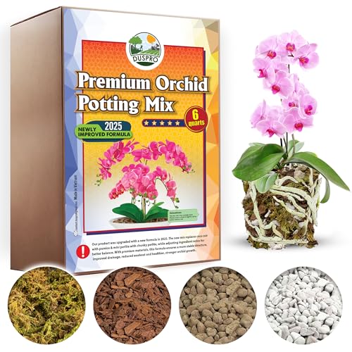 DUSPRO 4in1 Orchid Potting Mix for Repotting, Pre-Mixed & Ready to Use, 6QT - size: Orchid Potting Mix 6 Quarts