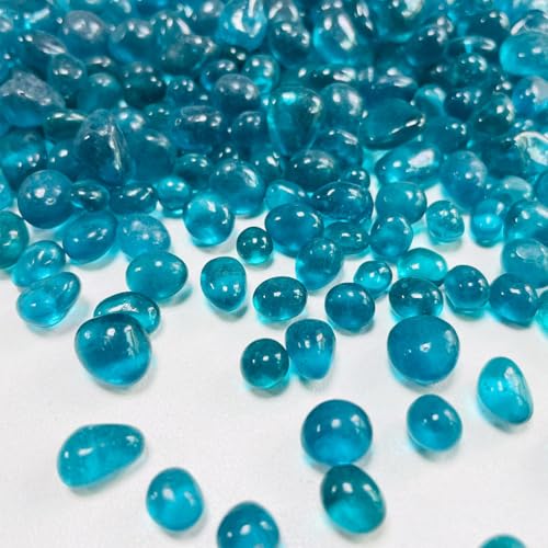0.89LB Green Blue Aquarium Glass Stones Sea Glass Pebbles Fish Tanks Decorations Aquarium Gravel Fish Tank Rocks, Glass Gems Stones Beads Pebbles Rock Sand for Vase Filler Fish Turtle Tank Decorations - color: Blue Green