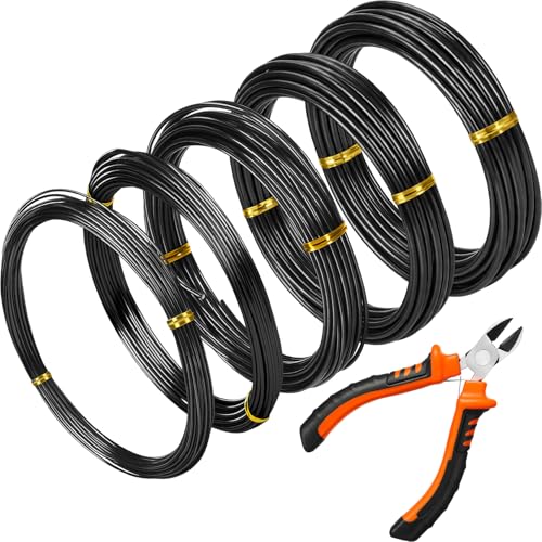 Mudder 5 Roll Bonsai Training Wire Aluminum 1/1.5/2.0/2.5/3mm Black - color: Black, size: 1/1.5/2/2.5/3mm