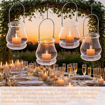 4PCS Hanging Candle Holder for for Wedding,Glass Tea Lights Candles Holders | Clear Terrarium Containers Small Glass Globes Ornament Votive Candleholders for Party Celebration Decoration