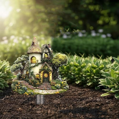 House Garden Stakes Decor Yard Acrylic - 2D Spring Garden Acrylic Sign Decoration, Yard Art, Gift for Nature Lovers, for Indoor & Outdoor Flower Pots, Yard, Mini Gardens & Lawn (5.9”x5.9”) Y25