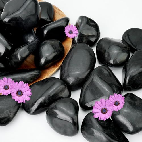 NUPICK 6lb Black River Rocks, 2-3 Inch Pebbles for Indoor Plants - color: Black, size: 2-3"-6lb