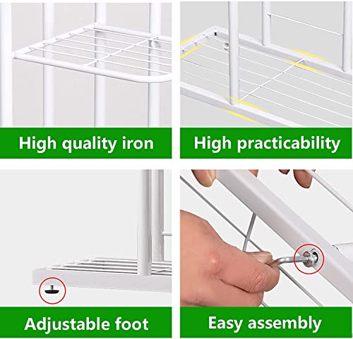 LINZINAR Plant Stand Metal 5 Tier 6 Potted Multiple Flower Pot Holder Shelf Indoor Outdoor Planter Display Shelving Unit for Patio Garden Corner Balcony Living Room (5 Tier 6 Potted, White) | Space Saving,6 Potted Multiple Flower Pot Holder,Tiered Plant R