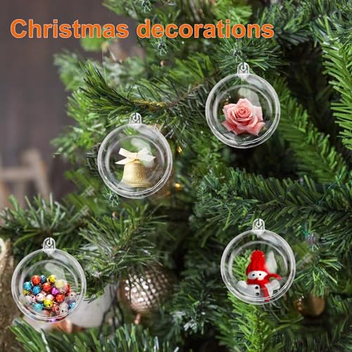 120 Pcs 3.15 Inch Clear Acrylic Fillable Balls, Christmas DIY Fillable Ornaments Balls, Acrylic Ornaments Ball for Christmas, Holidays, Weddings, Parties, and Home Decor - size: 120 Pcs 3.15 Inch Fillable Balls
