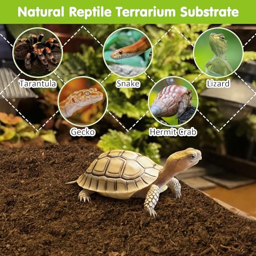 VCEPJH 2 Pcs Reptile Substrate Burrowing Tortoise Bedding for Habitat Bearded Dragon Enclosure Topsoil Terrarium Substrate for Snake Tarantula Gecko Lizard Spidey Frog Hermit Crab (5 L)