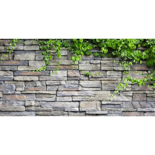 AWERT Vinyl 36x20 inches Stone Brick Wall Aquarium Background Rock Fish Tank Background Spring Leaves Terrarium Background - size: 36x20in/90x50cm