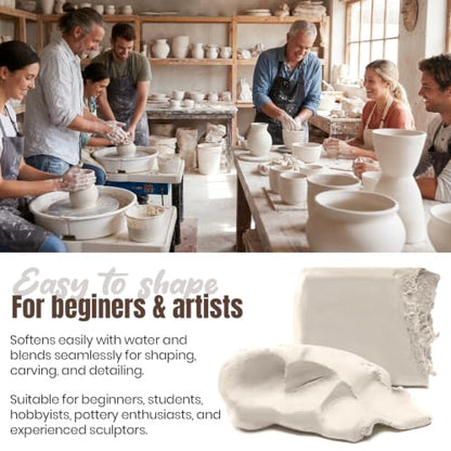 CalPalmy 10 lb White Pottery Clay for Sculpting, Hand Building & Kiln