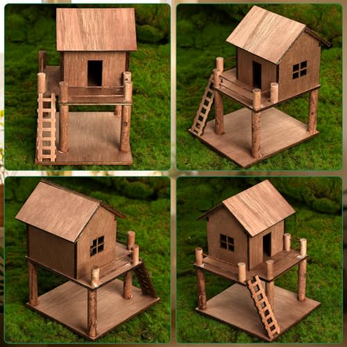 Timberwood Mini Treehouse for Indoor Plant Pots, Fairy Gardens | Whimsical woodland décor for planters, moss gardens, terrariums & desktop décor, charming gift for plant lovers & gardeners - style: Timberwood