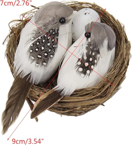 Jowxsx Artificial Birds and Bird Nest and Bird Egg Set Miniature Lifelike Ornament for Home Garden Party Lawn Decoration Photography Prop for DIY Fairy Garden Micro Landscaping Decor