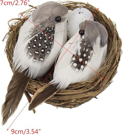 Jowxsx Artificial Birds and Bird Nest and Bird Egg Set Miniature Lifelike Ornament for Home Garden Party Lawn Decoration Photography Prop for DIY Fairy Garden Micro Landscaping Decor