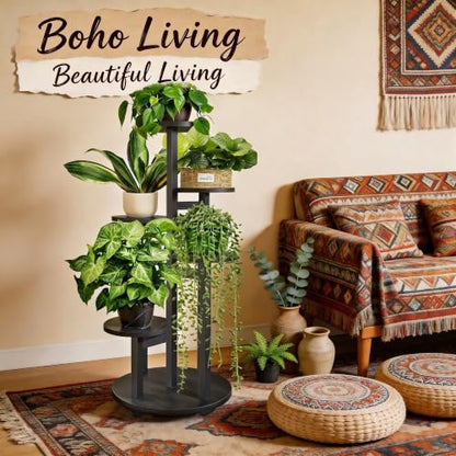 GEEBOBO 5 Tiered Tall Plant Stand for Indoor - color: Black - 5 Tier