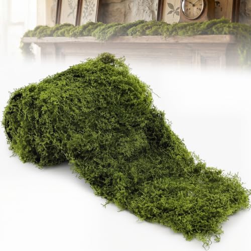 Fake Moss Mat, 3.94x47.24 Inch Artificial Moss Table Runner, Green Faux Moss Decor for Fairy Garden Crafts, Wedding Centerpieces, Garden & Woodland Party, DIY Enchanted Forest, Home Decor