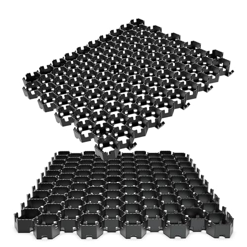 Vodaland Permeable HexPave System - Grass & Gravel Pavers - 100% Recycled PPE Plastic, Handles 27,000 lbs, 1" Depth, 65 s.f / 22 Units - size: 65 Sq Ft