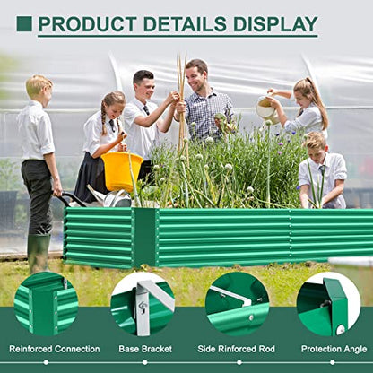 Land Guard 6×3×2 ft Galvanized Metal Raised Garden Bed, 2FT Deep Root Elevated Planter Box Steel Large Vegetable Flower Bed Kit(Green) - color: Green, size: 6×3×2ft（Rectangular）