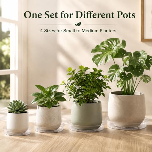 Kingrol 40 Pack Plant Saucers for Pots, 4 Sizes Plant Drip Trays (6/8/10/12 Inch), Lightweight Flexible PET Plant Pot Saucer for Indoor Outdoor Plants, Clear Flower Pot Tray