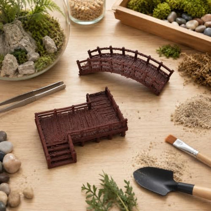 LOGOFUN 4PCS Miniature Arch Bridge Chinese Garden Z Shaped Bridges