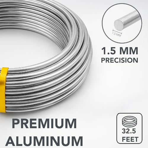Mr. Pen- 15 Gauge Aluminum Craft Wire, 1.5 mm, 32.5 Feet, Bendable Metal Wire for Sculpting, Jewelry, Floral and Wreath Making, Crafting, Christmas Ornaments, Beading, Bonsai Training - size: 32.5 Feet x 0.059 Inches
