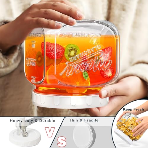 Glass Cookie Jar with Airtight Lid, 2 Pack 64 Oz Canning Jars | Half Gallon Mason Jar Wide Mouth for Food Storage, Flour, Sugar, Pasta, Sourdough - Square Glass Storage Container with Scale - color: 64oz-Square-2 Pack-Screw Lid