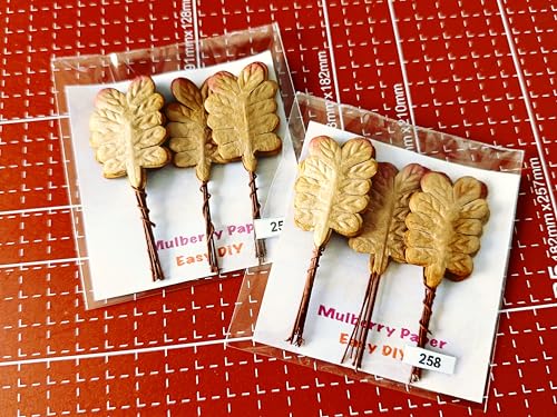 Ploen 25 pcs Copper Brown Leaves Ferns Mulberry Paper Leaves with Wire Stems Fern2 Leaf Mulberry Paper Craft Supplies Scrapbooking Embellishments for so Many Card DIY Craft Projects Leaves258