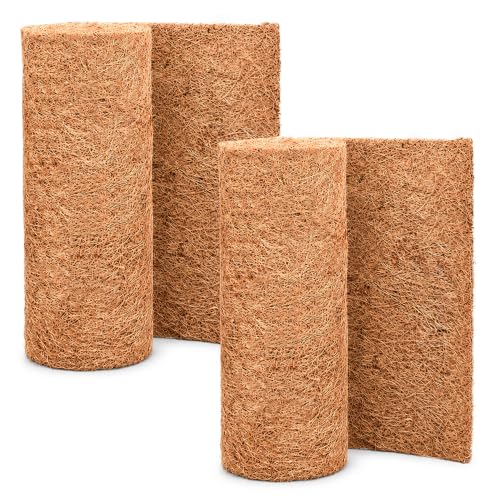 Natural Coco Liner Roll-15.7x78.7 Inch Coconut Coir Liner Sheets Coco Mat for DIY Flower Basket Liner Pet Pad Reptile Carpet Moss Pole（2 Rolls）