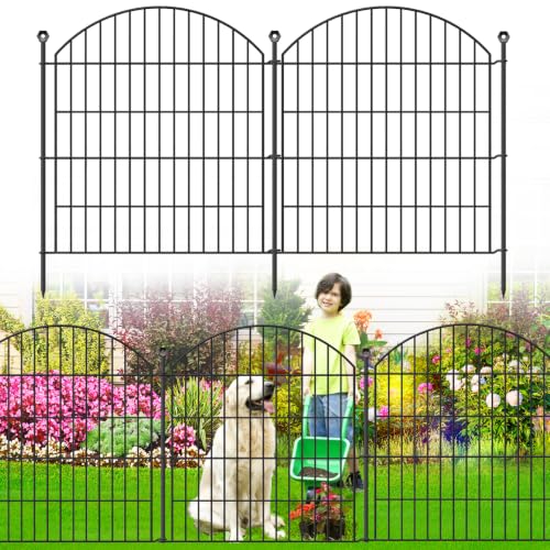 Decorative Garden Fence, 32in (H) x 24ft(L) No Dig Fence - color: Black, size: 32 in(H)