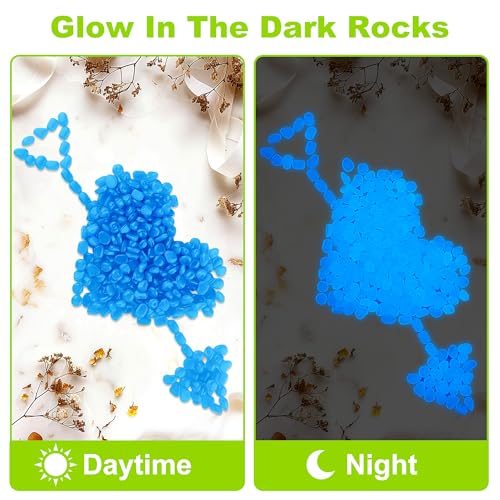 1000pc Glow in The Dark Blue Stones Blue Rocks for Garden Luminous Pebbles Glow Stones Glowing Rocks Outdoor Luminous Stone for Fish Tank Garden Patio Aquarium Walkway Driveway,Blue - size: 1000, style: Blue