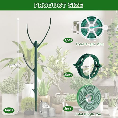 15 Pack Stackable Plant Support Stakes Indoor/Outdoor Support Pole - size: 15 pack