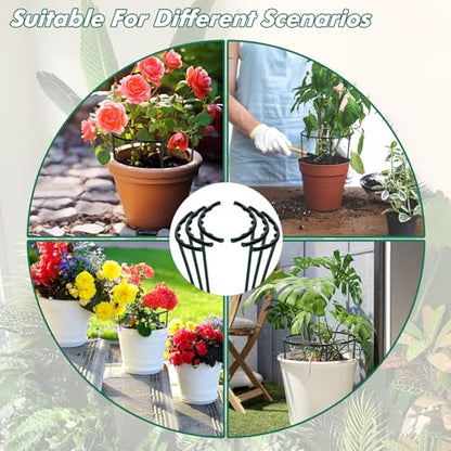Mwellewm Plant Stakes Small Plant Supports for Indoor Plants Holder Sticks | 10 Pcs Half Round, Plant Rings, Plastic Cage, Short Stem, Flower Pot Climbing Trellis,for House Vegetable Outdoor 5.7x5.9Inch - size: 5.7 x 5.9inch