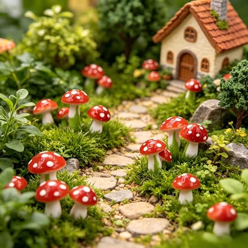 Mushroom Decor Fairy Garden Accessories: 100PCS Fake Mushrooms Mini