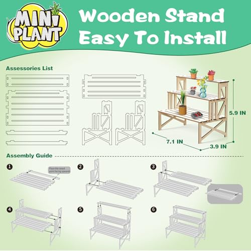 70 PCS Make It Miniature Nature Garden Plants Set - DIY Botanical Collectibles Craft Kit W/ Wood Display Stand - Tiny Paper Flower Bouquet, Succulents & Bonsai Decor - Creative Gift for Kids & Adults