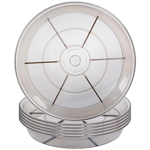 6 Pack Plant Saucer Drip Tray, 4 5 6 8 9 10 12 14 16 18 inch, Heavy Sturdy Plastic Planter Flower Pot Saucers for Indoor Outdoor Garden, Plant Water Drip Trays for pots Base (6", Grey) - color: Gray, size: 6" - 6Pcs