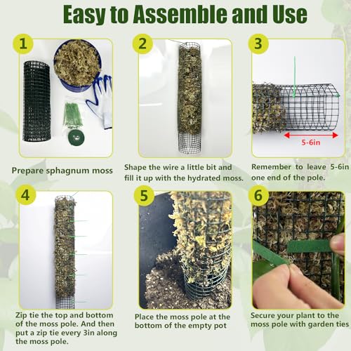 4 Pack Metal Moss Pole, 40" Large Moss Poles for Plants Monstera, Stackable Sphagnum Moss Pole for Plants Work with Sphagnum Moss(4 Pack 40") - color: 4 Pack 40"