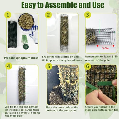 4 Pack Metal Moss Pole, 40" Large Moss Poles for Plants Monstera, Stackable Sphagnum Moss Pole for Plants Work with Sphagnum Moss(4 Pack 40") - color: 4 Pack 40"