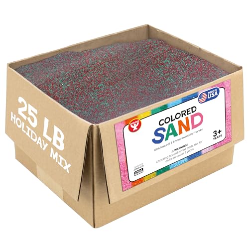 Hygloss Colored Sand – Holiday Red & Green Color Festive Craft Sand for Art Christmas, Xmas Party, Winter Decor, Seasonal Projects, Kids Crafts – 100% Natural & Environmentally Friendly (25 lb Bottle) - color: Holiday Mix, size: 25-Pound