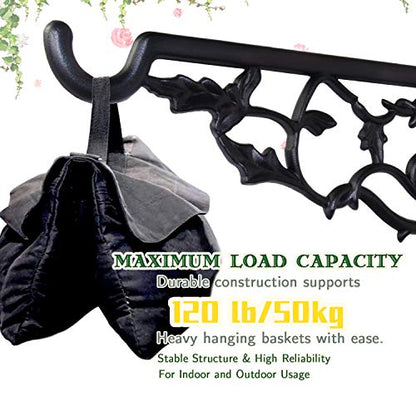 Heavy Duty Plant Hanger Bracket, 13" Aluminum Wall Hanging Plants Brackets | 120 LB Capacity, Rust Proof Hanging Plant Bracket for Outside Porch Patio, Bracket for Heavy Planters Bird Feeders, Lanterns - style: Rose vine shape