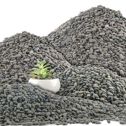Quibbay 45 LB Natural River Rocks Mexican Beach Pebbles, 0.3-0.6 Inch Natural Unpolished Bulk Rocks, Pebbles for Landscaping Garden Paving Plant, Rocks for Walkways Outdoor Decorative Stone, Grey - size: 45 Pounds, 0.3-0.6 Inch