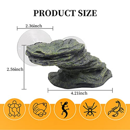 Turtle Basking Platform with 2 Strong Suction Cups, Resin Rock Climbing