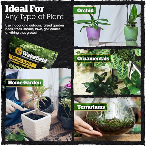 Wakefield Biochar Blend with CarbonBoost™ Technology – Enhanced Water & Nutrient Retention for Raised Bed Garden Soil - Ultimate Organic Potting Soil Mix for Vegetables, Gardens and Houseplants - 4qt