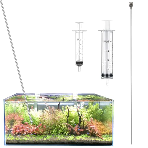 LINLAN aquarium 50cm stainless steel long needle set,includes one long needle and two syringes (5 ml + 20 ml),for fertilizing aquatic plants and controlling algae. - size: 19.6''