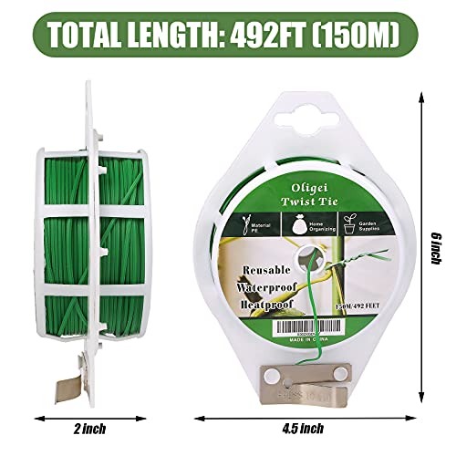 Green Garden Wire, Sturdy Plant Ties for Support with Cutter, 492FT/150m, Indoor, Outdoor, Home and Office Use (Pack of 3) - size: 2.0mm x 0.8mm (Pack of 3)