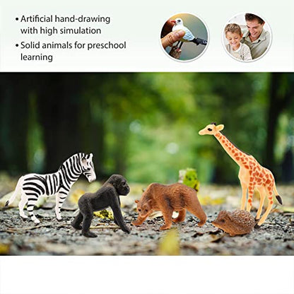 Volnau Mini Safari Animal Toys Figures 12PCS Wild Figurines Miniature for Toddlers Kids Christmas Birthday Gift Plastic Preschool Pack