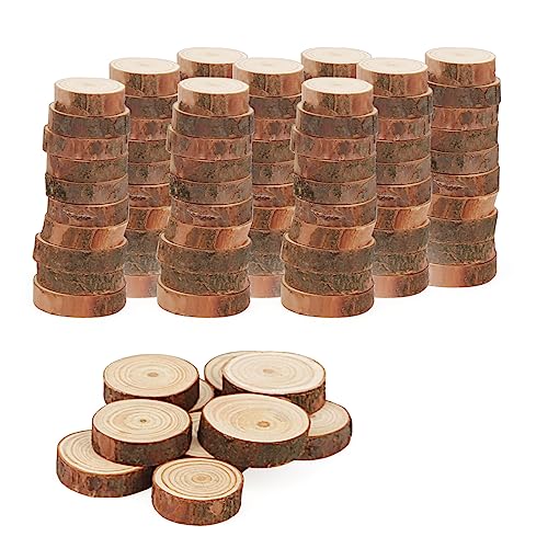 100 PCS 1.1-1.6 Inch Small Wood Slices, 0.4 Inch Thick Tiny Wooden Slices, Mini Log Discs for Crafts, Ornaments - size: small