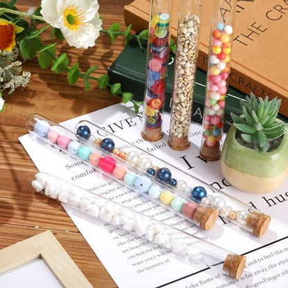 Thyle 100PCS Glass Test Tubes with Cork Clear Stoppers Round Bottom Lab Test Alcohol Tampons Glass Tubes Container Vials for Plants Scientific Experiments Candy Storage Party Favors (20x200mm/44ml) - size: 20x200mm/44ml