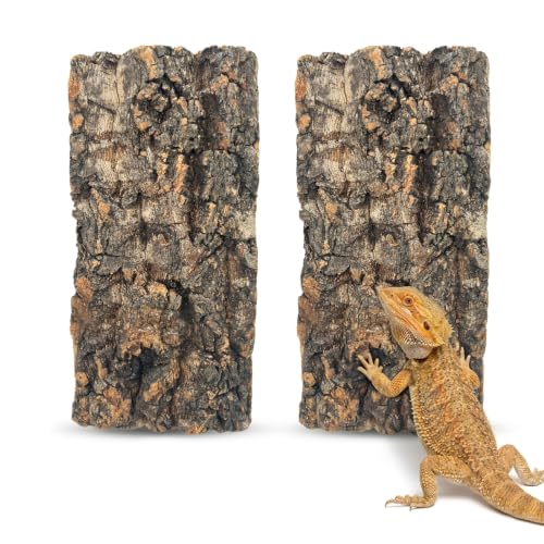 2 Pcs Natural Cork Bark, Reptile Cork Bark 3.9x7.9 Inches, Cork Bark Climbing Mat for Reptiles Turtle Dragon Lizard Geckos Bearded Geckos Frogs, Terrarium Background Habitat Decor - color: 3.9x7.9 Inches-2pcs