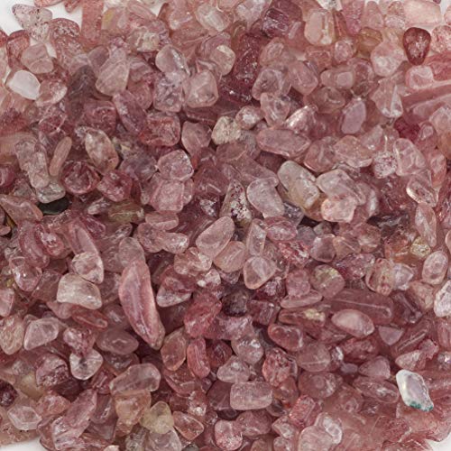 Cherry Tree Collection 1/2 lb Polished Strawberry Quartz Gemstone Chips | Natural Stone Pieces for Jewelry Making, Resin Crafts, Plants, Succulents, Aquariums, Meditation, Chakra Décor and Displays. - color: Strawberry Quartz